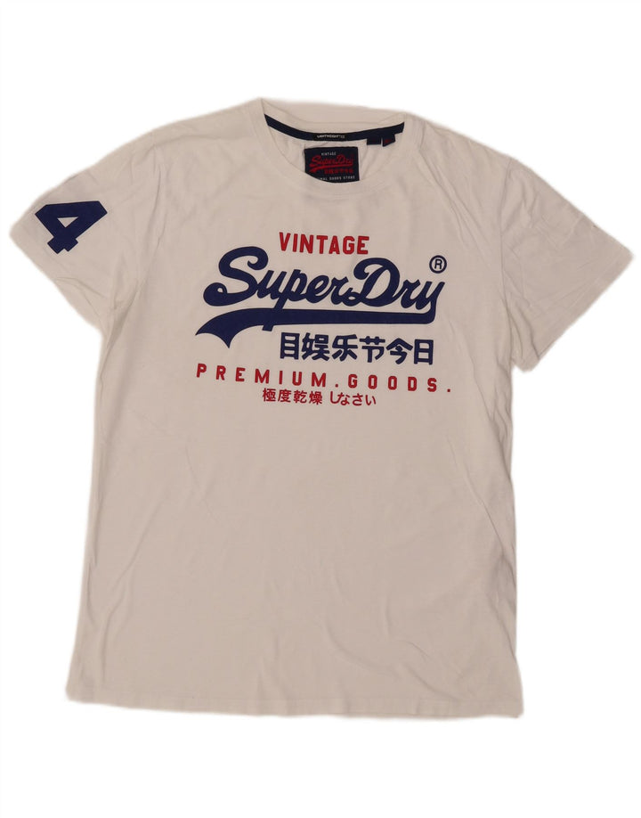 Camiseta gráfica masculina Superdry Top XL algodão branco