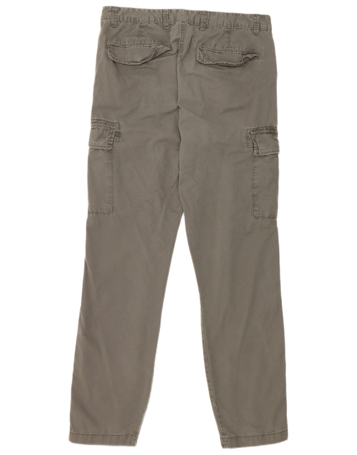 Calça cargo reta masculina Marks & Spencer W34 L33 algodão cáqui