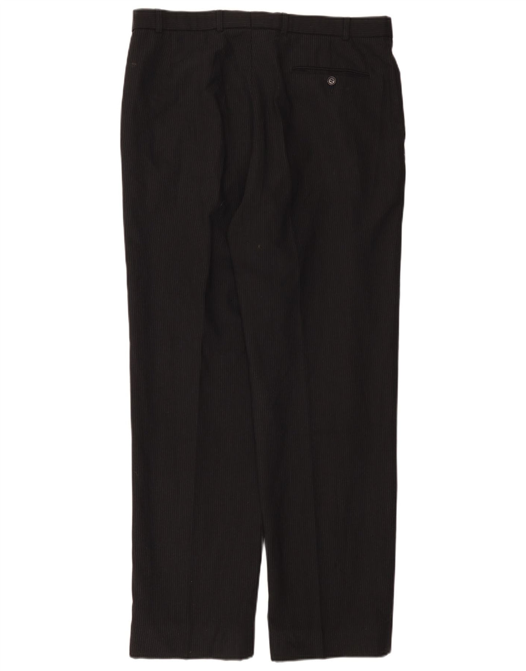 Calça masculina de terno Marks & Spencer W36 L33 preta listrada de poliéster