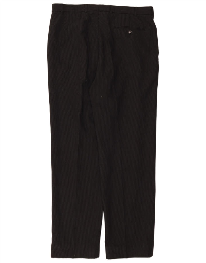 Calça masculina de terno Marks & Spencer W36 L33 preta listrada de poliéster