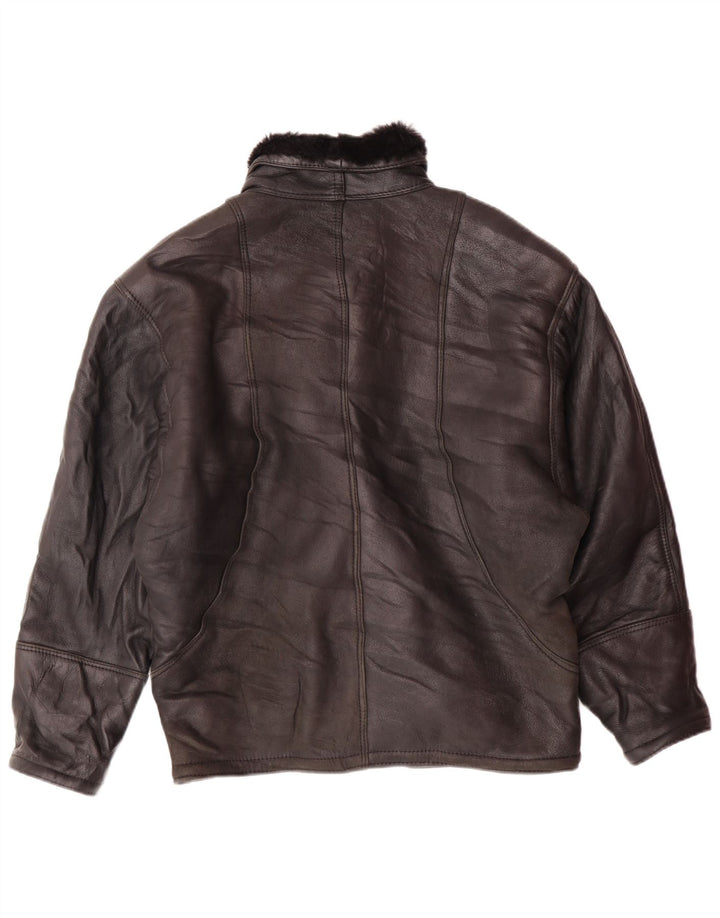 Jaqueta feminina VINTAGE com peito duplo EU 42 grande shearling preto