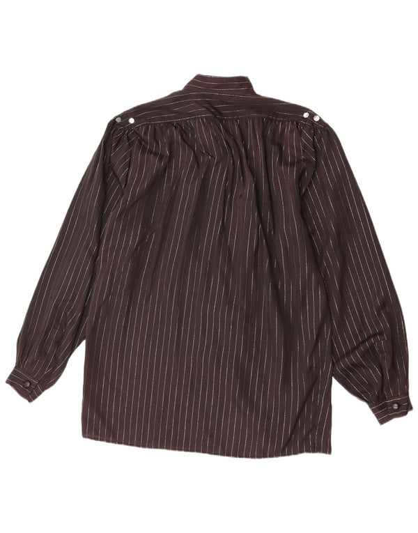 Blusa feminina vintage UK 14 risca de giz preta média