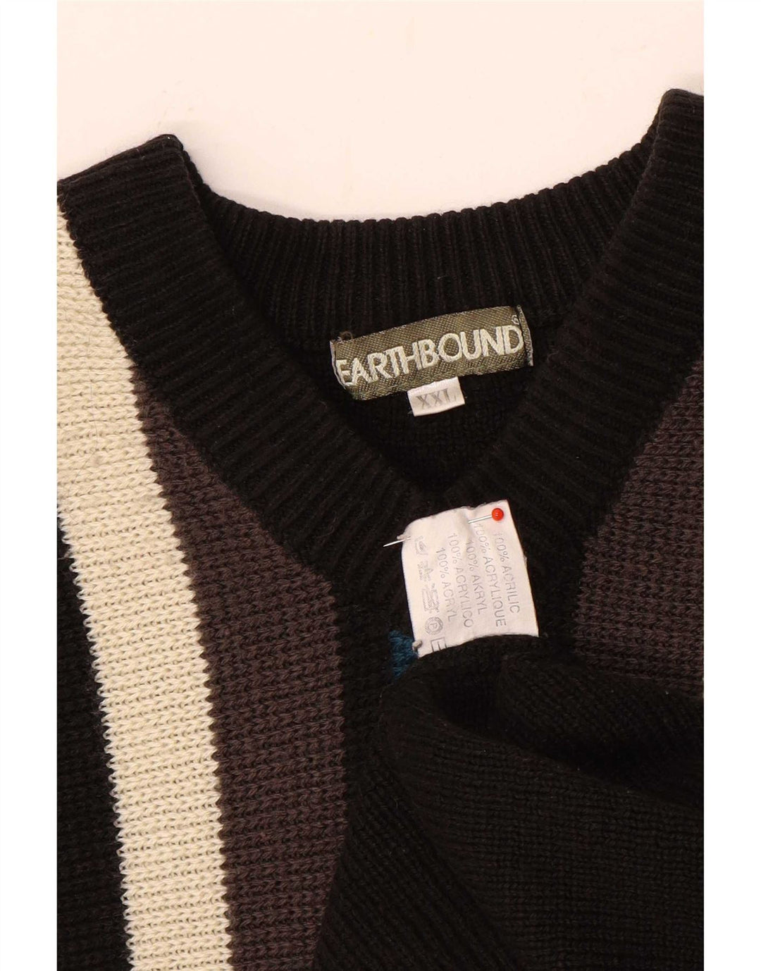 Suéter masculino Earthbound com decote em V 2XL preto colorblock