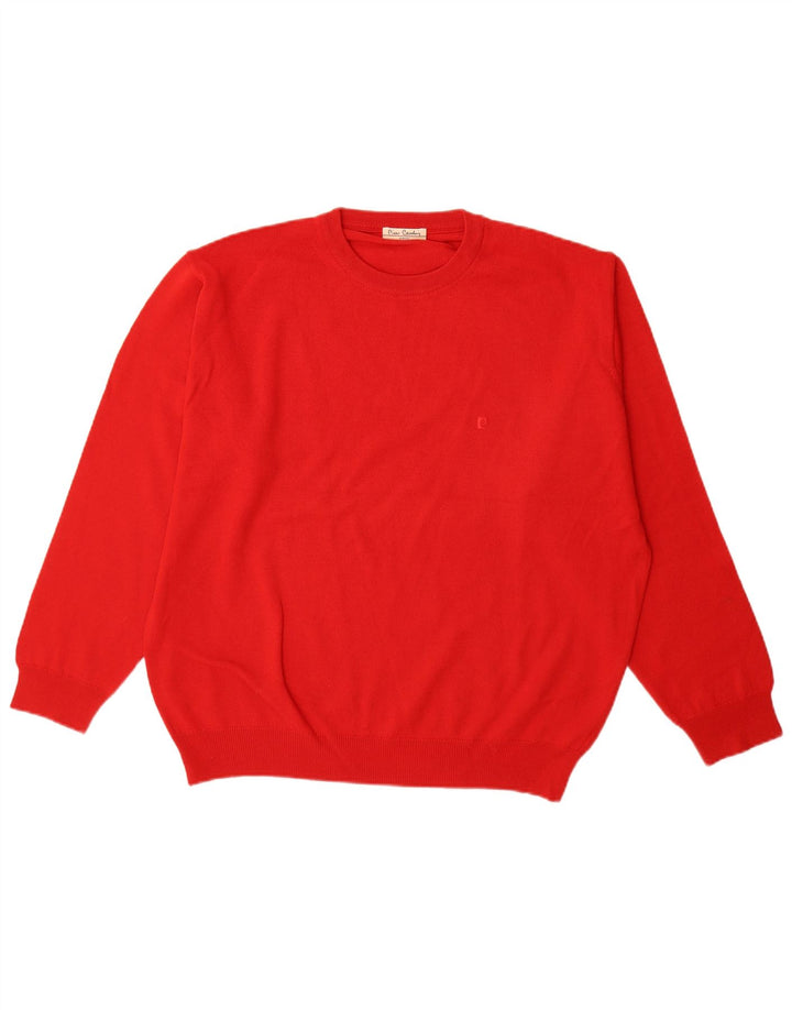 Pierre Cardin Suéter masculino com gola redonda grande acrílico vermelho
