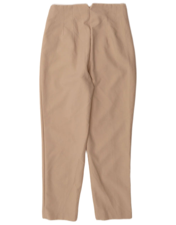 Zara Calça feminina casual de cintura alta cônica média W28 L27 bege