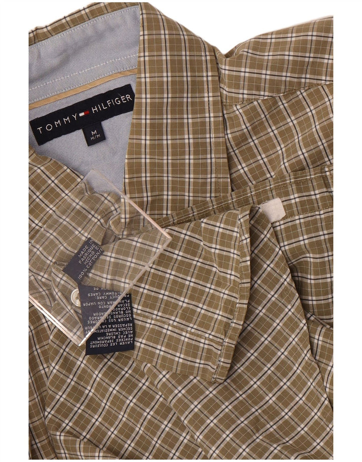 Camisa masculina Tommy Hilfiger média cáqui xadrez algodão