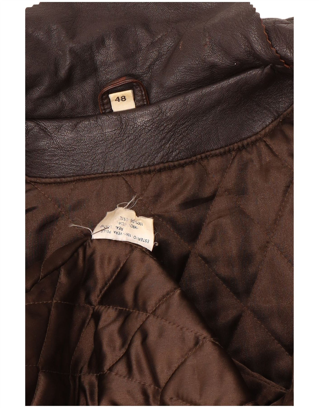 Jaqueta de couro masculina vintage IT 48 couro marrom médio