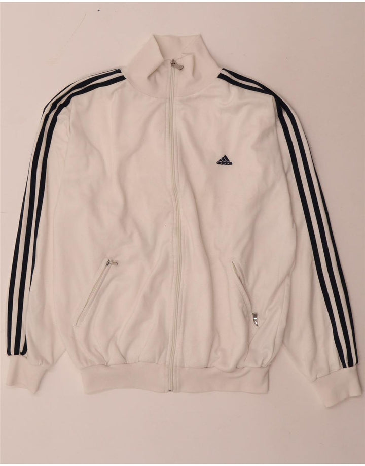 Adidas Mens Regular Fit Tracksuit Top Jacket UK 36/38 Pequeno Poliéster Branco