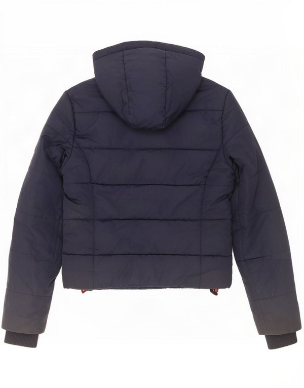 Casaco acolchoado com capuz feminino Superdry UK 6 XS azul marinho poliéster