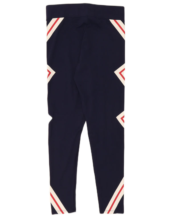 Fila Leggings Gráfico Feminino UK 14 Grande Poliéster Geométrico Azul Marinho