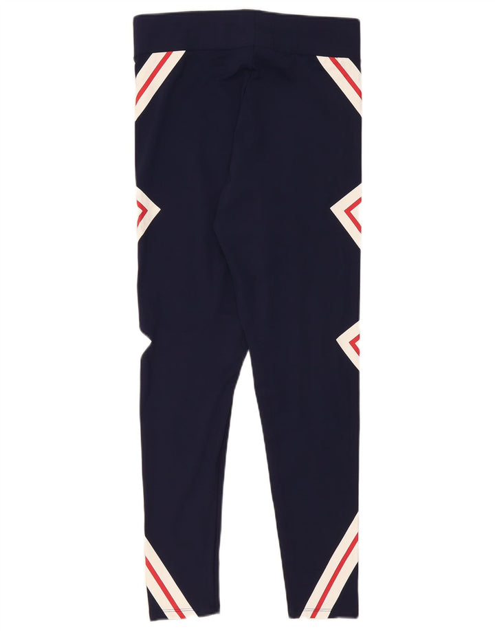 Fila Leggings Gráfico Feminino UK 14 Grande Poliéster Geométrico Azul Marinho