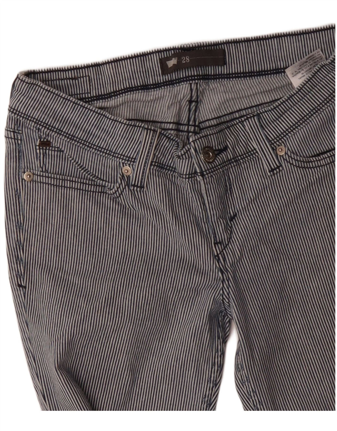Calça capri feminina LEVI'S W28 L21 algodão listrado azul marinho