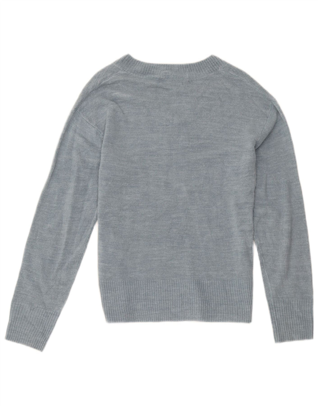 Suéter feminino Marks & Spencer com decote em V Reino Unido 12 acrílico azul médio