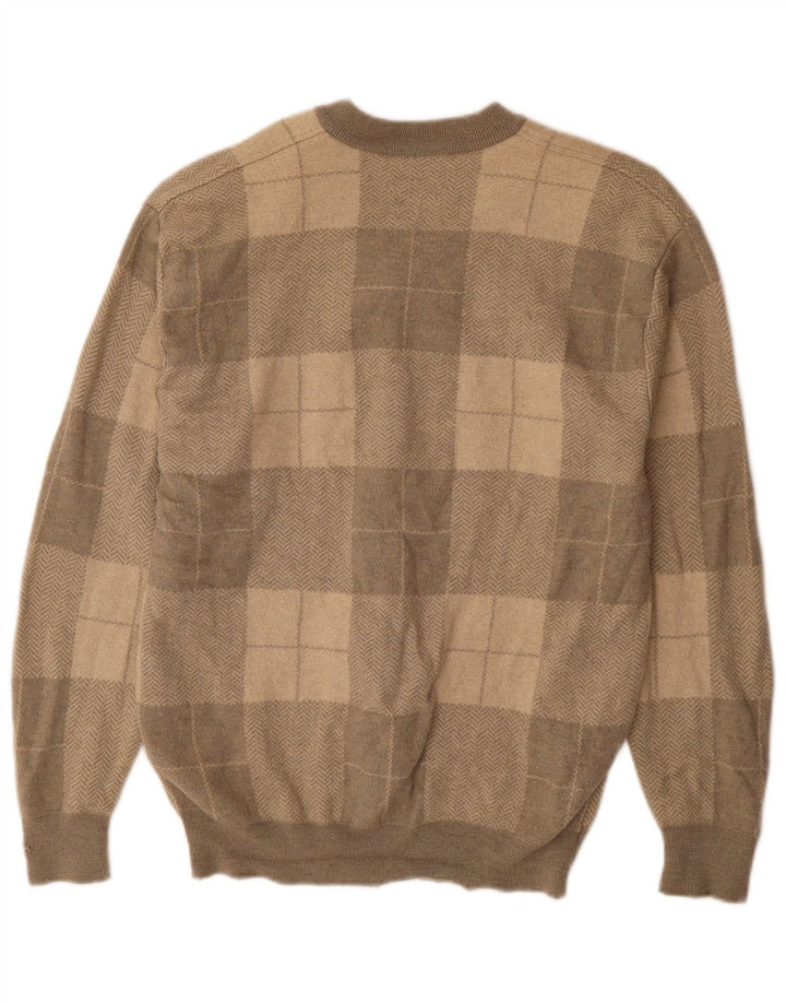 Suéter masculino VALENTINO com decote em V XL cinza patchwork lã