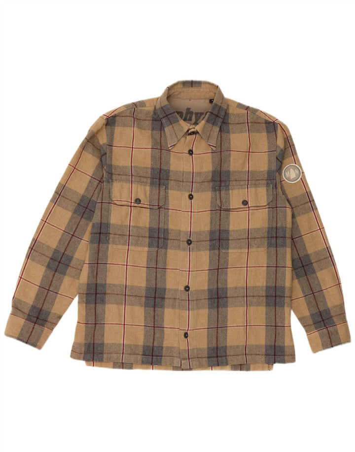 Camisa masculina de flanela Murphy & Nye pequena bege xadrez acrílica