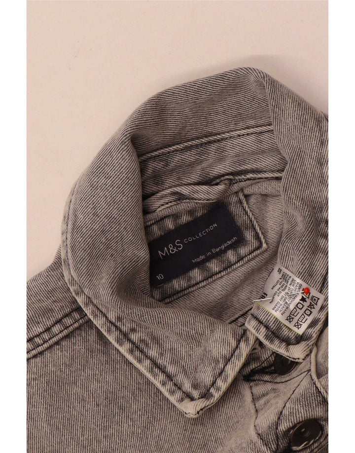 Jaqueta jeans feminina Marks & Spencer UK 10 algodão cinza pequeno