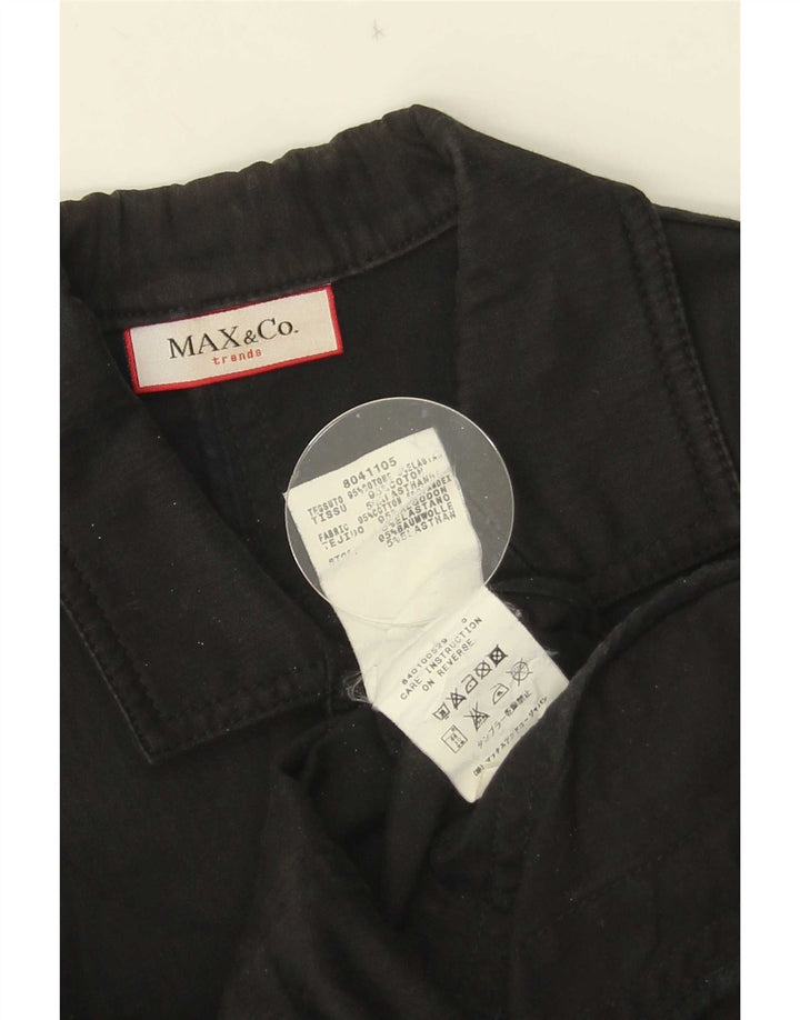 Jaqueta blazer feminina de 2 botões e manga 3/4 da Max & Co. Reino Unido 6 XS algodão preto