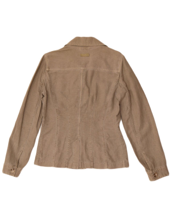 Jaqueta utilitária feminina Marlboro Classics UK 10 pequena cinza linho