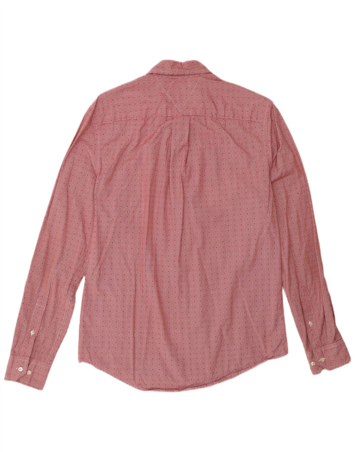 Camisa masculina Tommy Hilfiger Custom Fit pequena de algodão manchado vermelho