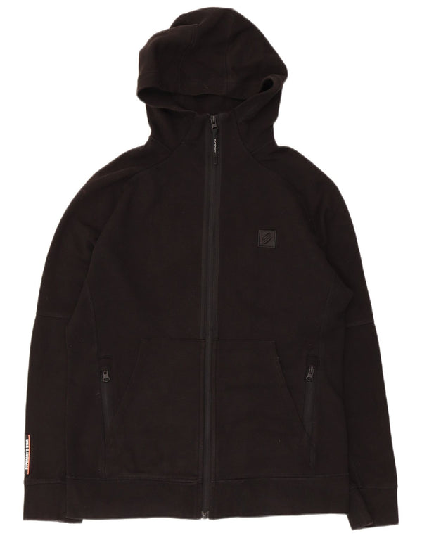 Suéter masculino Superdry com capuz e zíper pequeno algodão preto