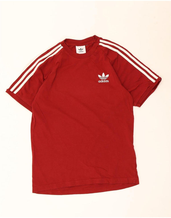 Adidas Mens T-Shirt Top Pequeno Algodão Vermelho