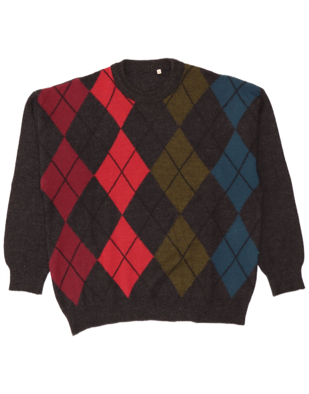 Suéter vintage masculino com gola redonda IT 54 XL cinza Argyle/Diamante