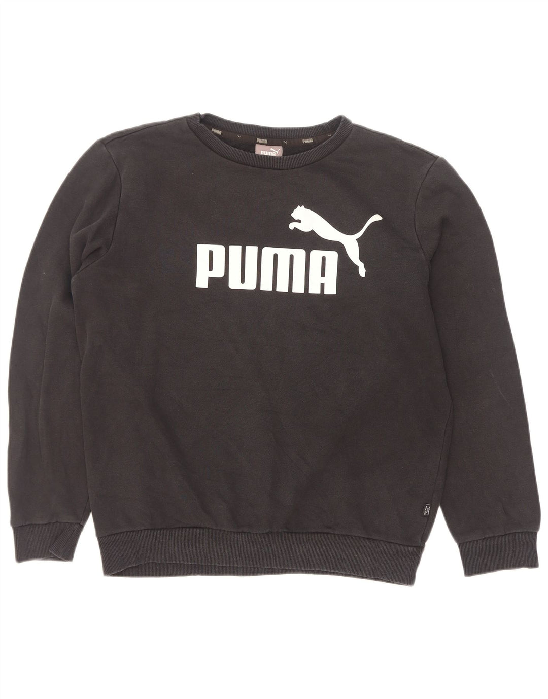 Puma Mens Graphic Moletom Jumper Pequeno Algodão Preto