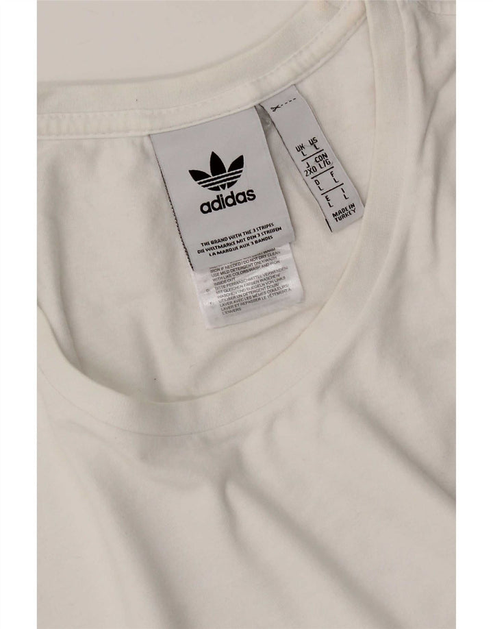 Adidas Mens Camiseta Top Grande Algodão Branco