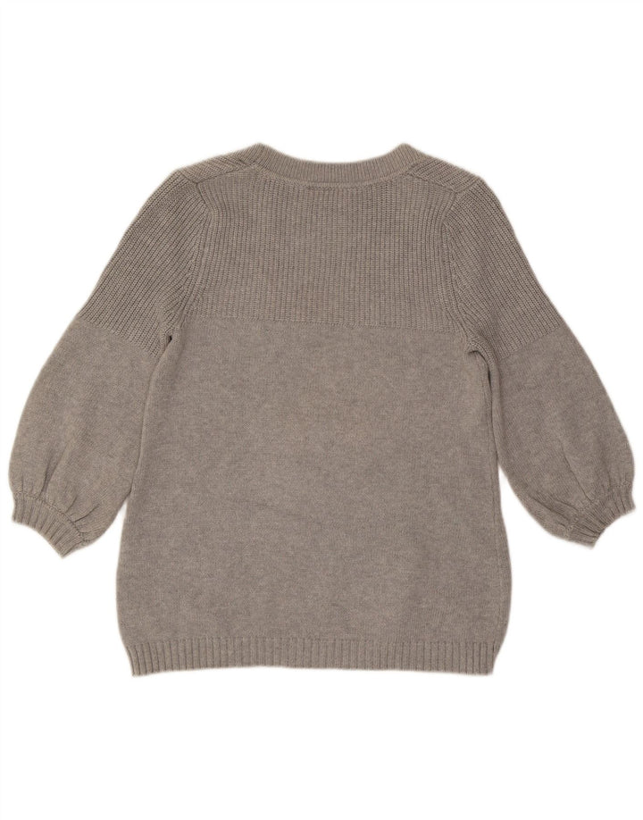 Suéter feminino WAREHOUSE manga 3/4 com gola canoa Reino Unido 12 cinza médio