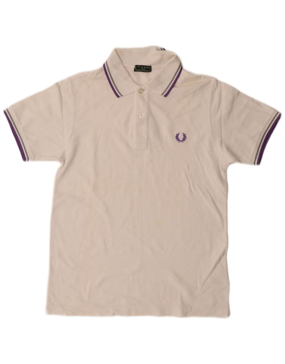 Camisa polo masculina Fred Perry 13-14 anos algodão branco