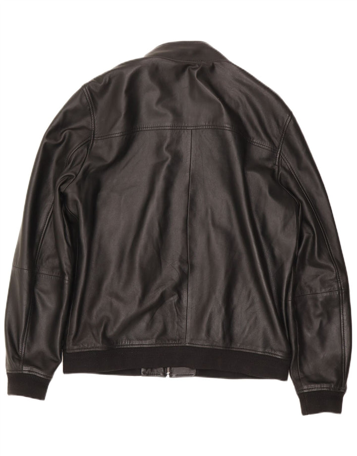 Jaqueta de couro masculina Ted Baker tamanho 5 grande preta