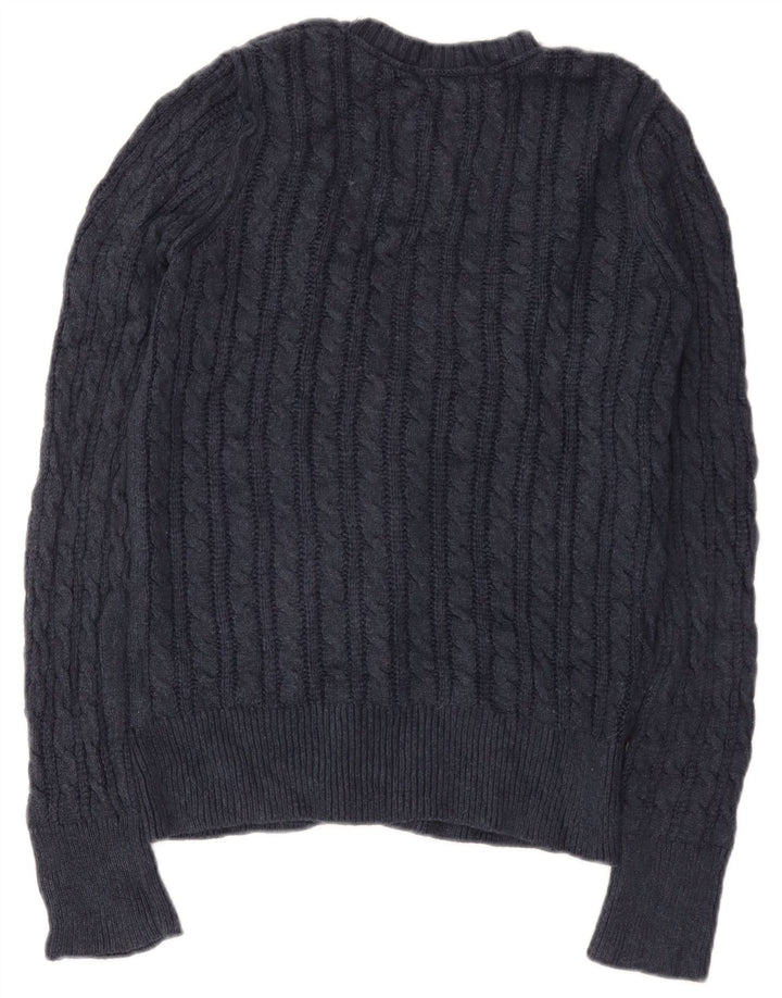 Suéter cardigã feminino Eddie Bauer Reino Unido 12 algodão azul marinho médio