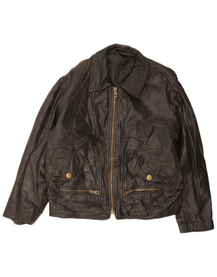 Jaqueta de couro masculina vintage UK 40 grande couro preto