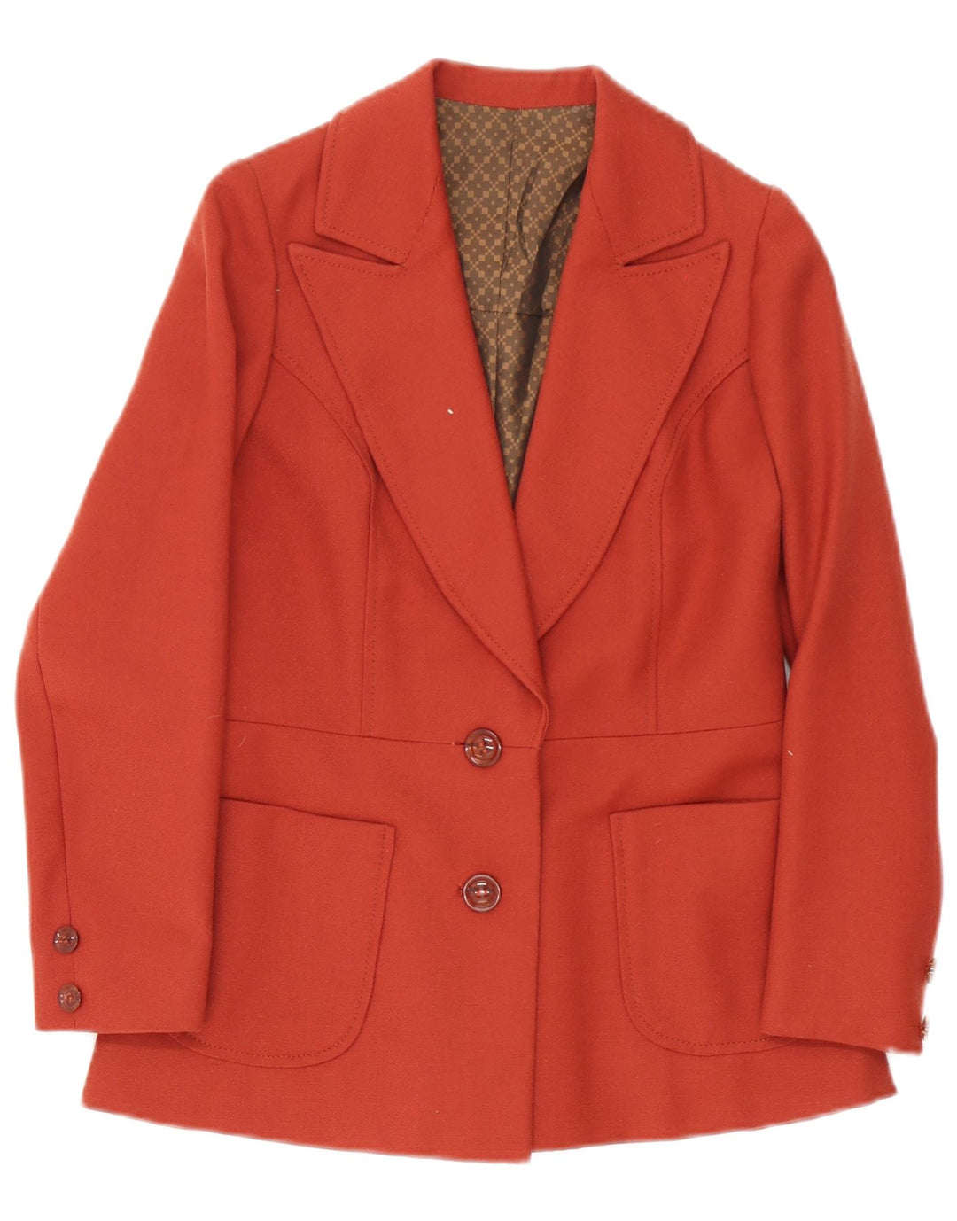 Jaqueta blazer vintage feminina com 2 botões UK 10 pequena vermelha