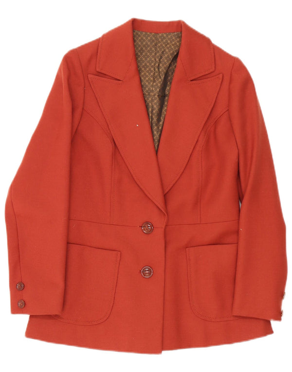 Jaqueta blazer vintage feminina com 2 botões UK 10 pequena vermelha