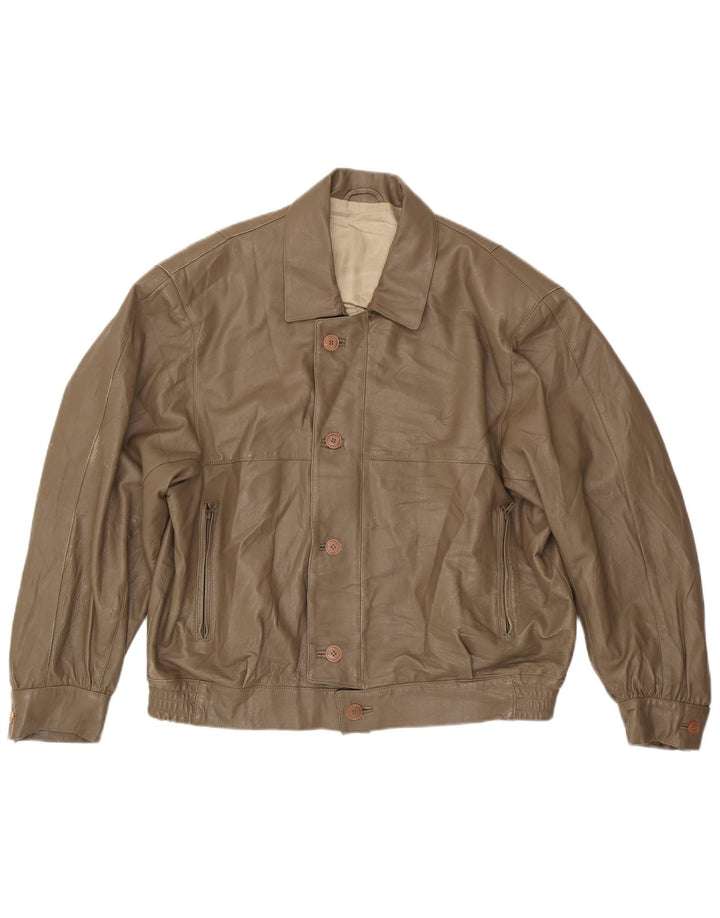 Jaqueta de couro masculina Anfor IT 58 2XL marrom