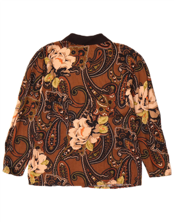 Camisa feminina VINTAGE UK 14 Paisley marrom médio