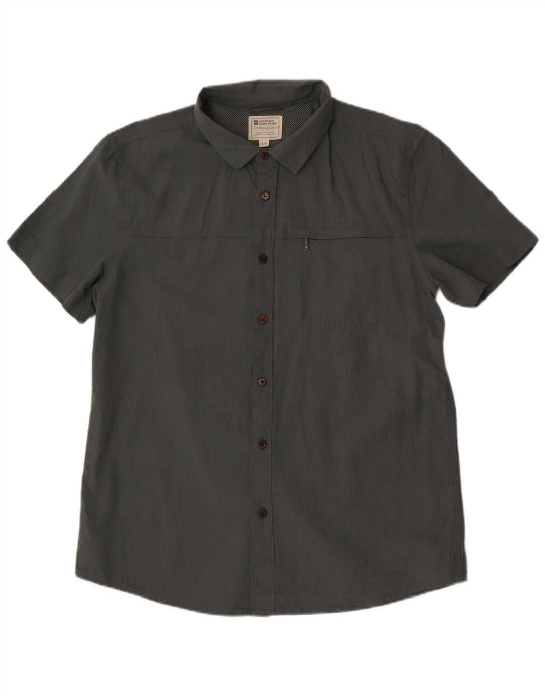 Camisa masculina de manga curta Mountain Warehouse algodão cinza grande