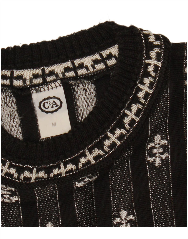 Suéter feminino C&A com gola redonda grande e listrado preto médio UK 14