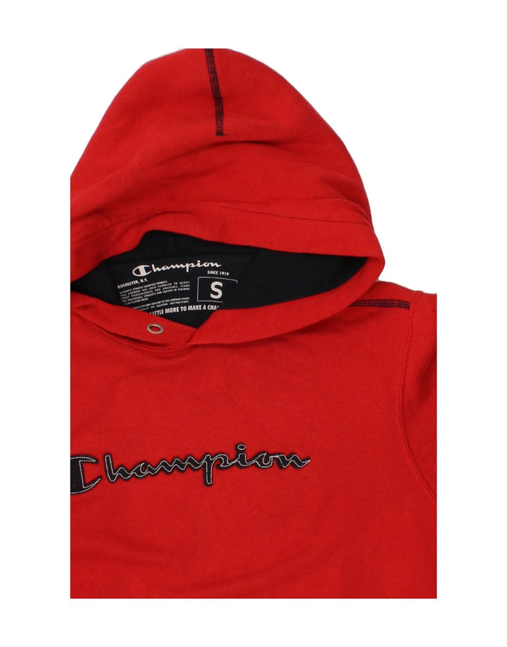 CHAMPION Mens Graphic Hoodie Jumper Small Red Cotton Vintage Champion and Second-Hand Champion from Messina Hembry 
