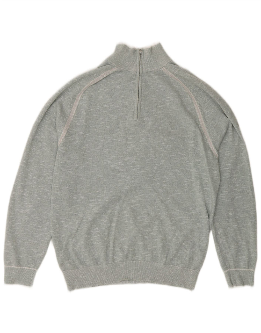Suéter masculino Reiss com zíper e gola alta de algodão manchado azul médio