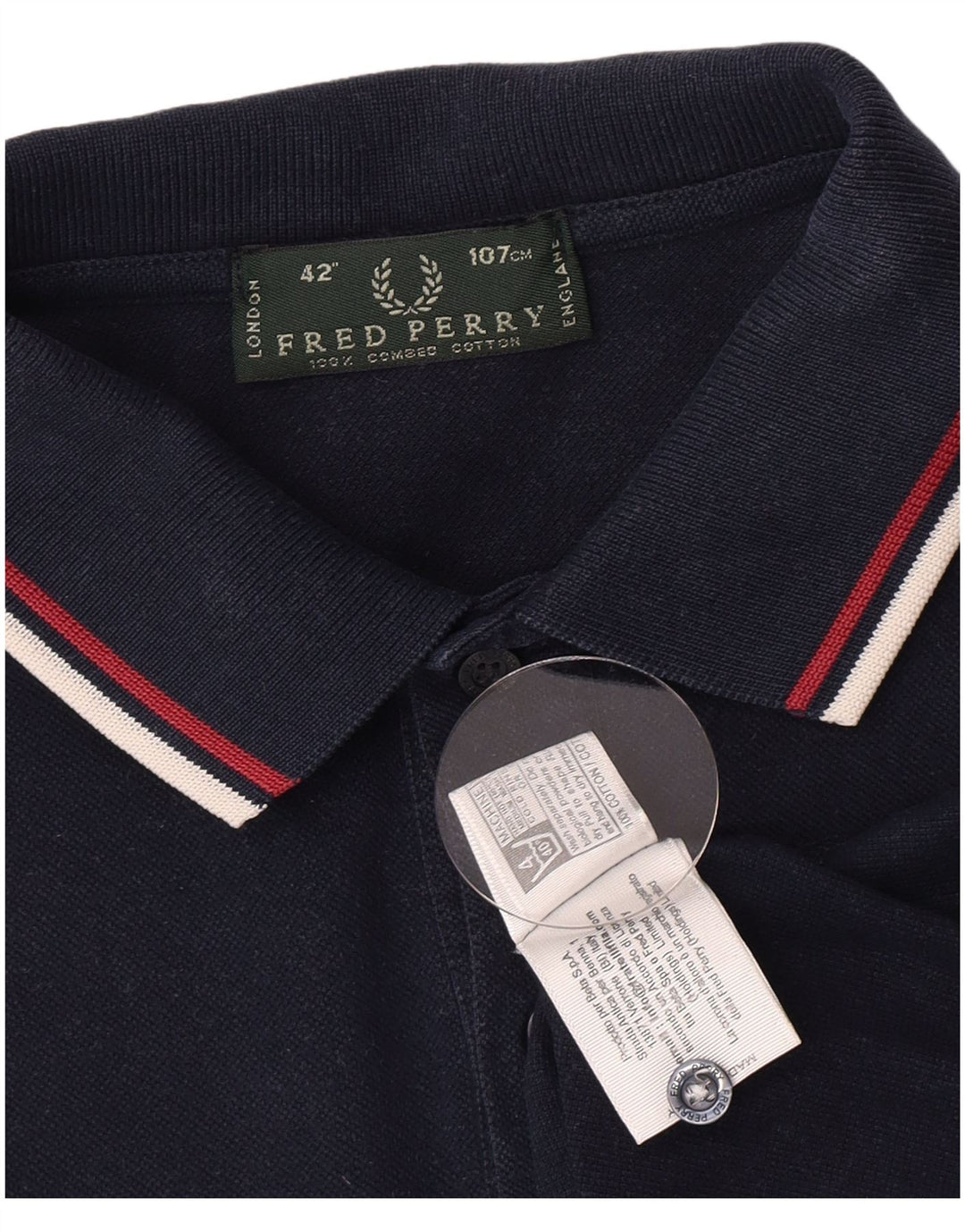 Camisa polo masculina Fred Perry médio algodão azul marinho