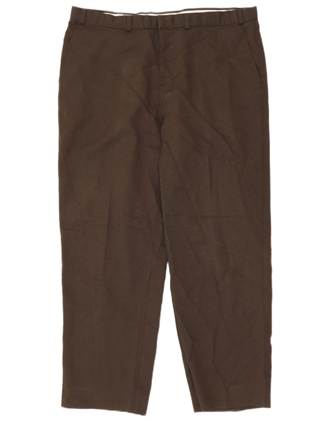 Calça casual masculina cônica Marks & Spencer W38 L31 poliéster marrom