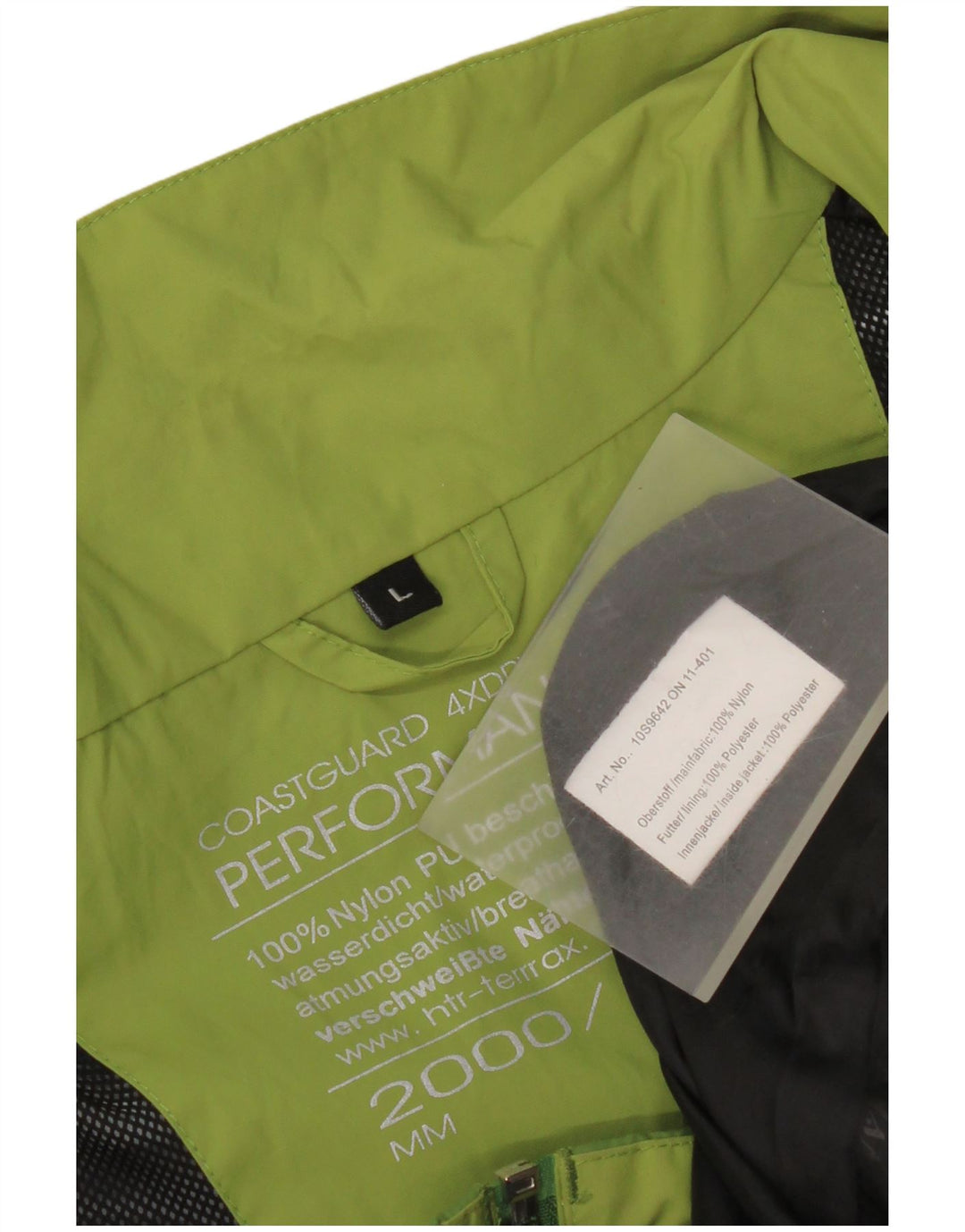 Jaqueta de chuva masculina da guarda costeira Reino Unido 40 grande colorblock verde nylon