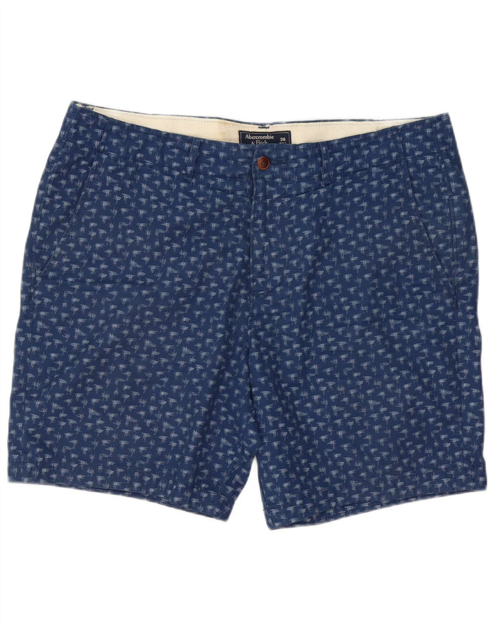 Shorts Chino masculino Abercrombie & Fitch com padrão abstrato W36 grande azul marinho