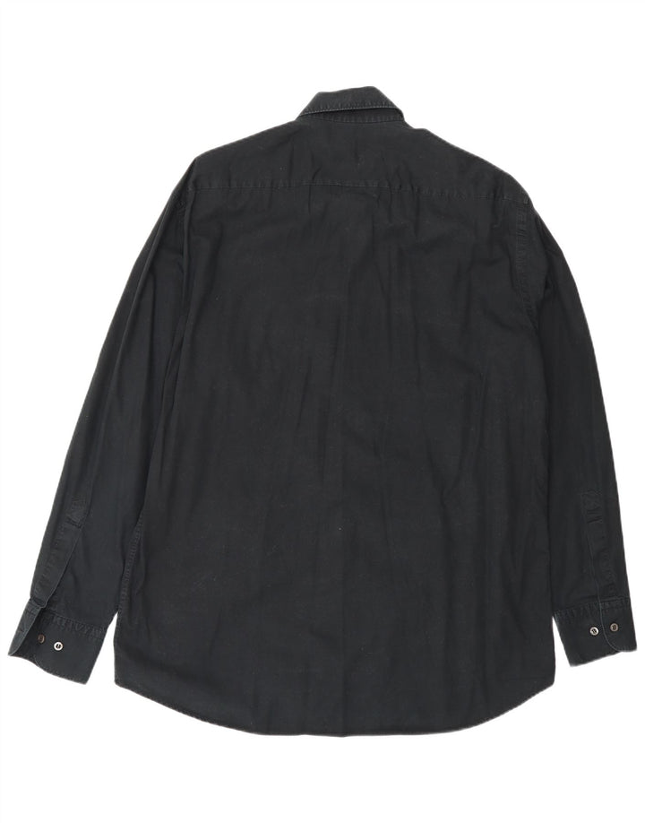 Camisa masculina Hugo Boss tamanho 16 1/2 grande algodão preto