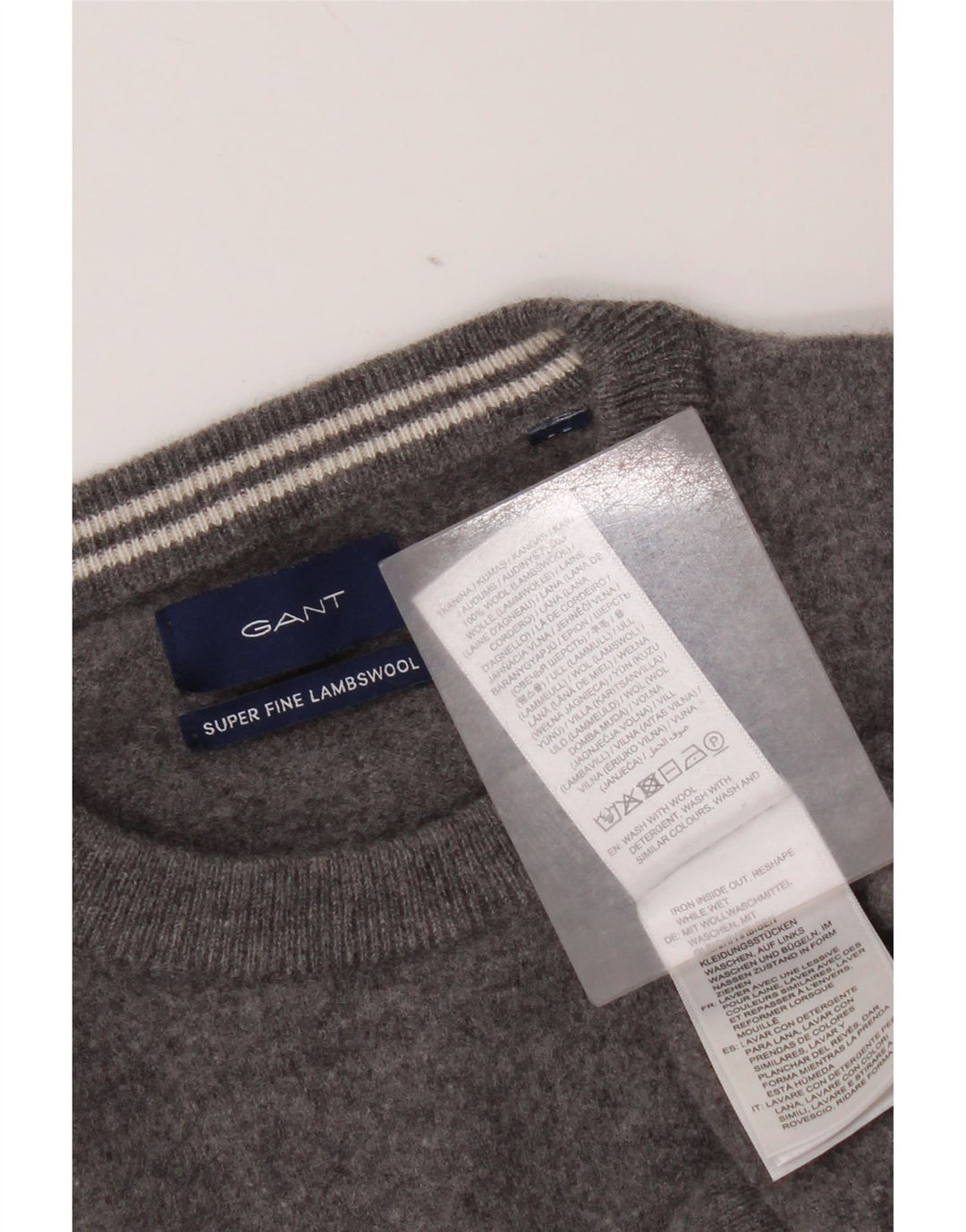 Suéter feminino Gant com gola redonda Reino Unido 14 lã cinza médio