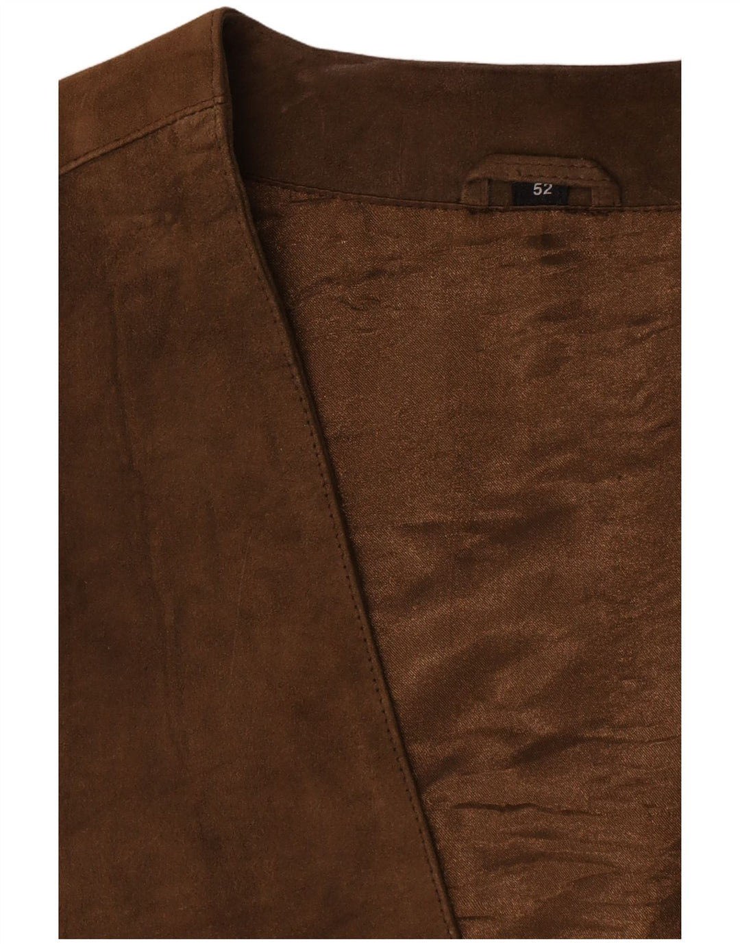 Colete masculino vintage de camurça IT 52 grande couro marrom