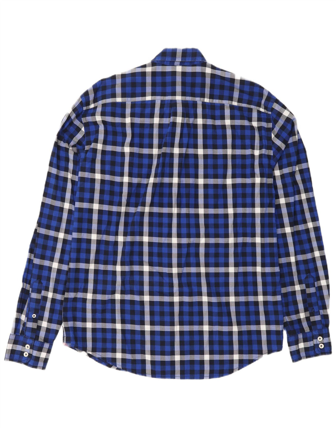 Camisa masculina Boden de flanela de ajuste regular, algodão xadrez azul médio