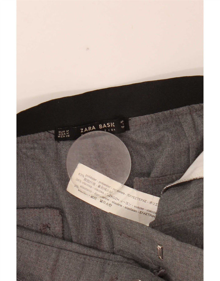 Calça feminina Zara Slim Suit médio W28 L27 cinza poliéster